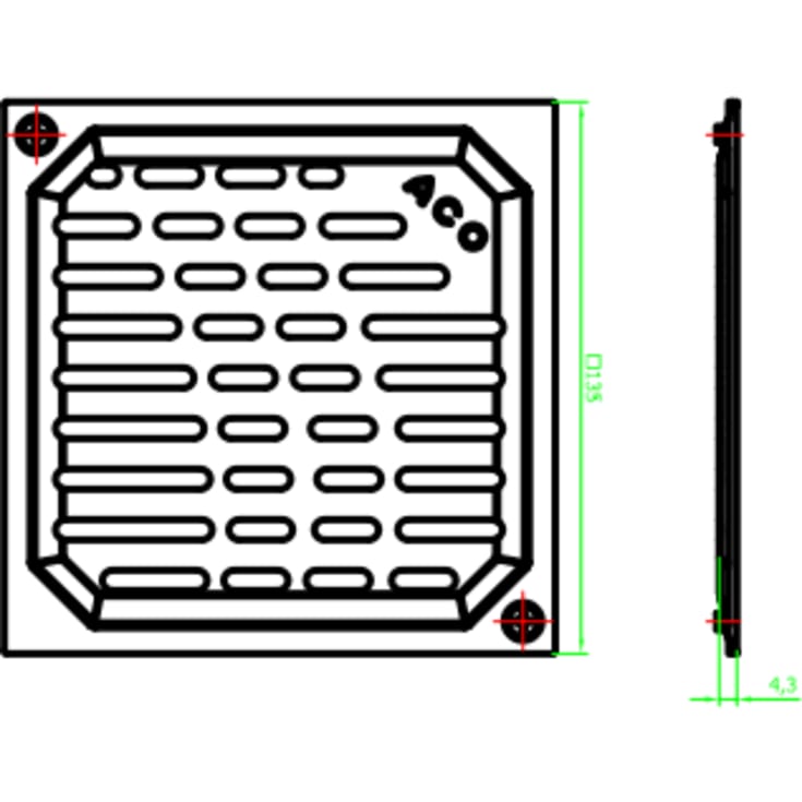 Aco EG150 Wave afløbsrist, rustfrit stål