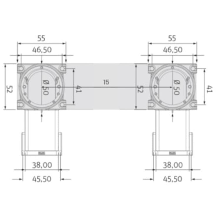 Frostline dubbel kopplingsdosa för 15 mm PEX