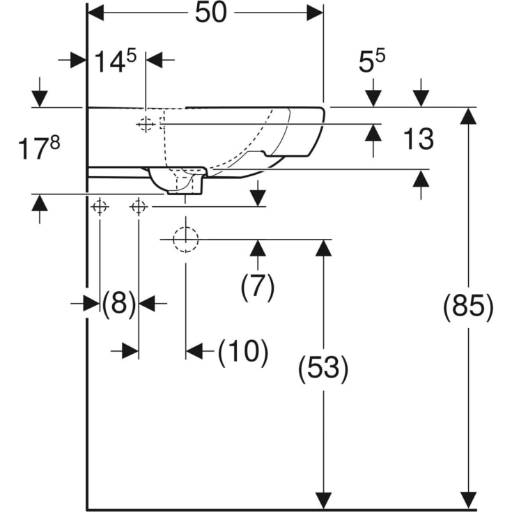Ifö håndvask, 56x59 cm, hvid