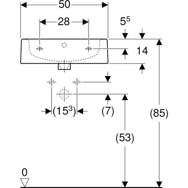 Ifö Twins håndvask, 50x46 cm, hvid