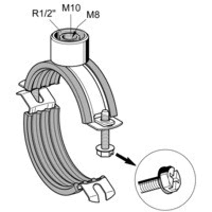 Scanclamp triple rørbøjle med gummi M8/M10/½'' (21-27 mm)