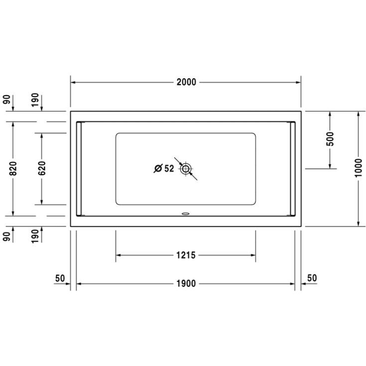 Duravit Starck badekar, 200x100 cm, hvid