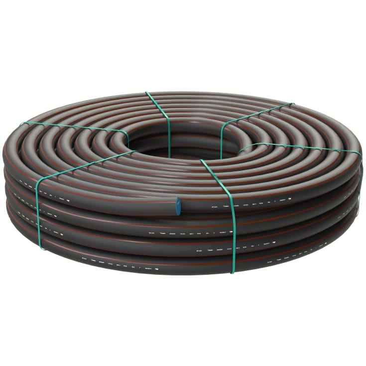 100 meter Evopipes 40 mm PE100RC PN10 SDR17 rør, sort/brun, 100 m, EN12201