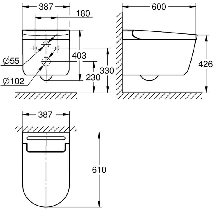 Grohe Sensia Basic douchetoilet-pakke, uden skyllekant, antibakteriel, hvid