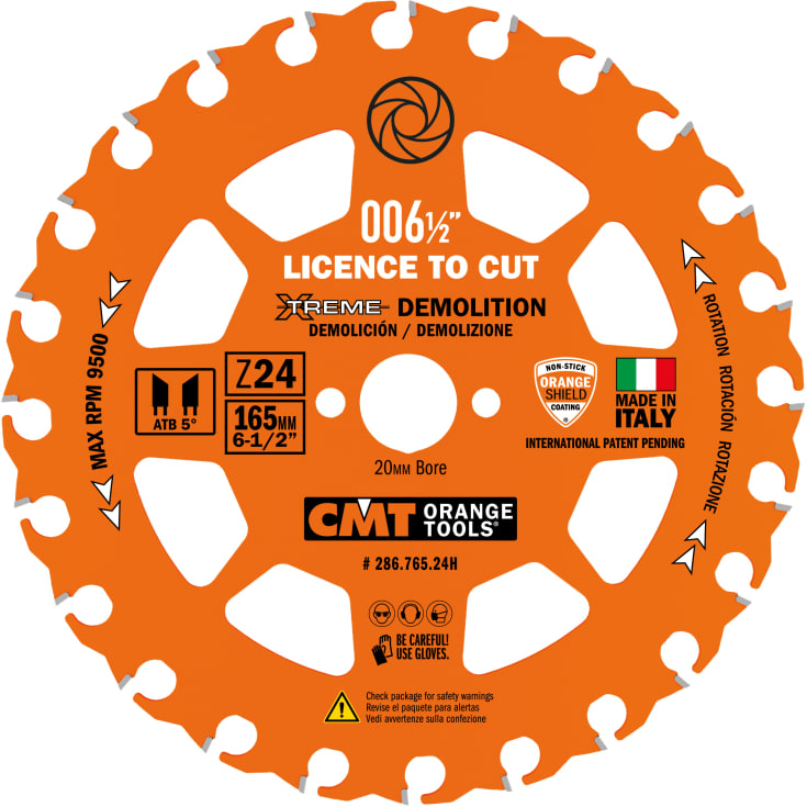CMT Xtreme Demolition savklinge Ø165/20x2,3 mm, 24 td.