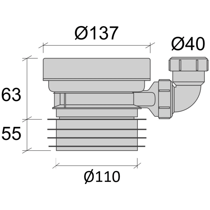 Jafo klosettilslutning m. Ø40mm tilslutning