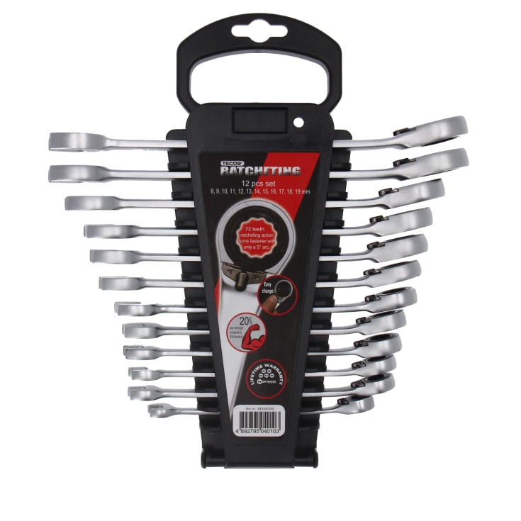 Tecos ringskraldenøglesæt, omstilbar, 8-19 mm, 12 dele