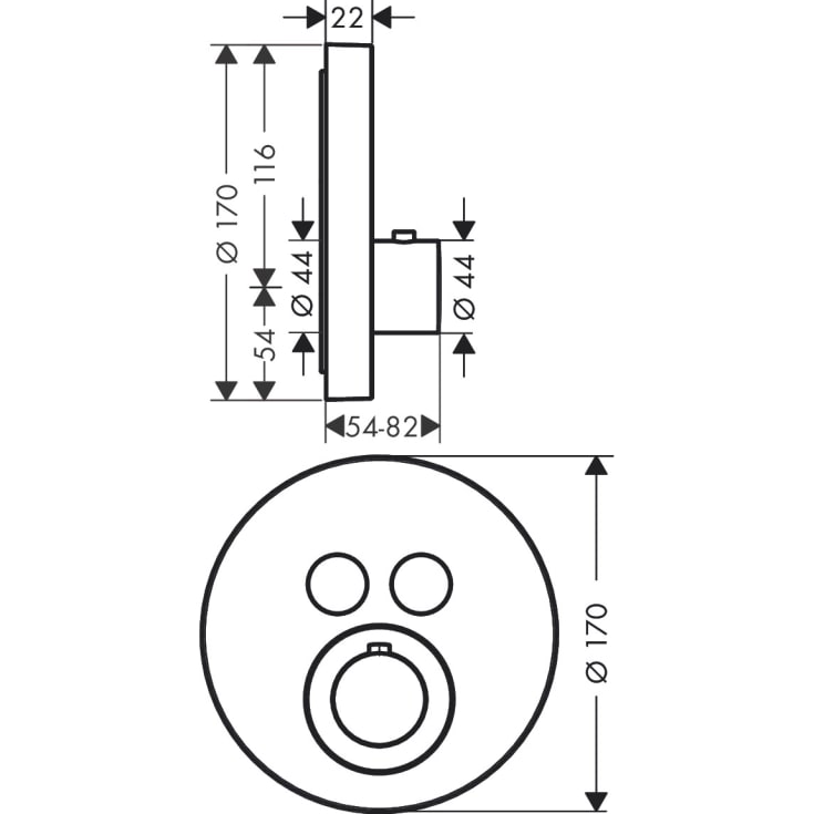 Axor ShowerSelect Termostat, m/2 utløp, for innbygging, krom
