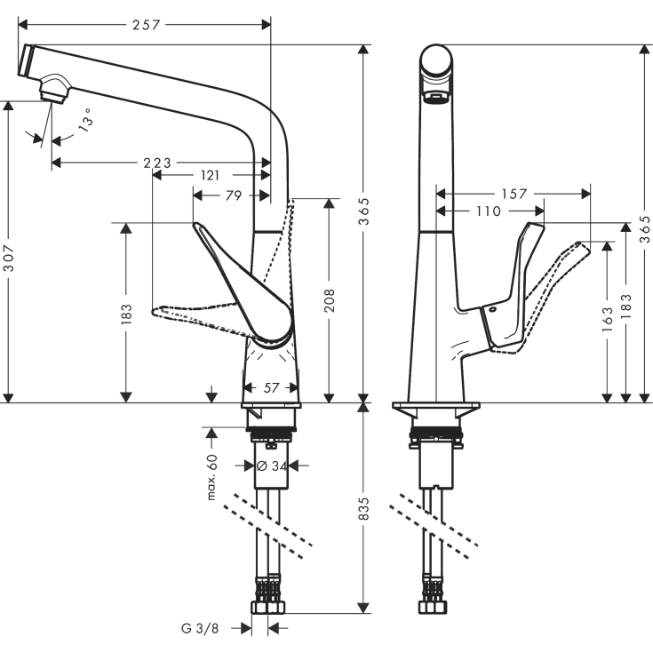Hansgrohe Metris Select M71 320 kjøkkenarmatur, krom