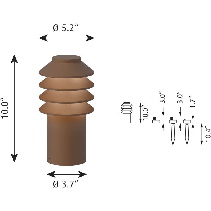 Louis Poulsen Bysted Garden havelampe, 3000K, anker, corten, lav