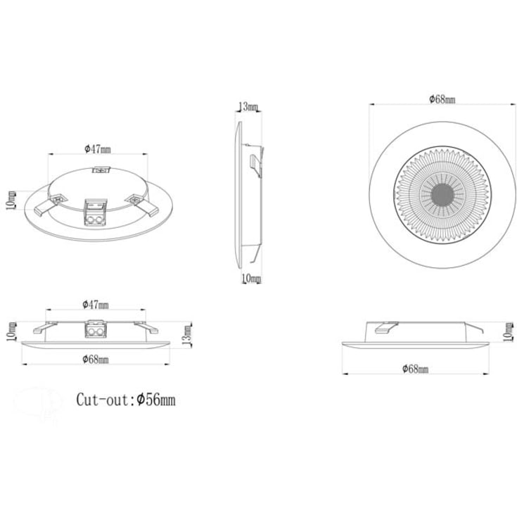 Hilux D1 indbygningsspot, 2,8W, 3000K, hvid