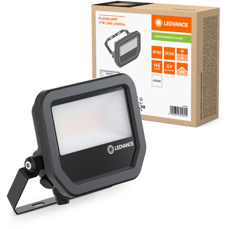 Ledvance lyskaster, sort, 4000K, 17W