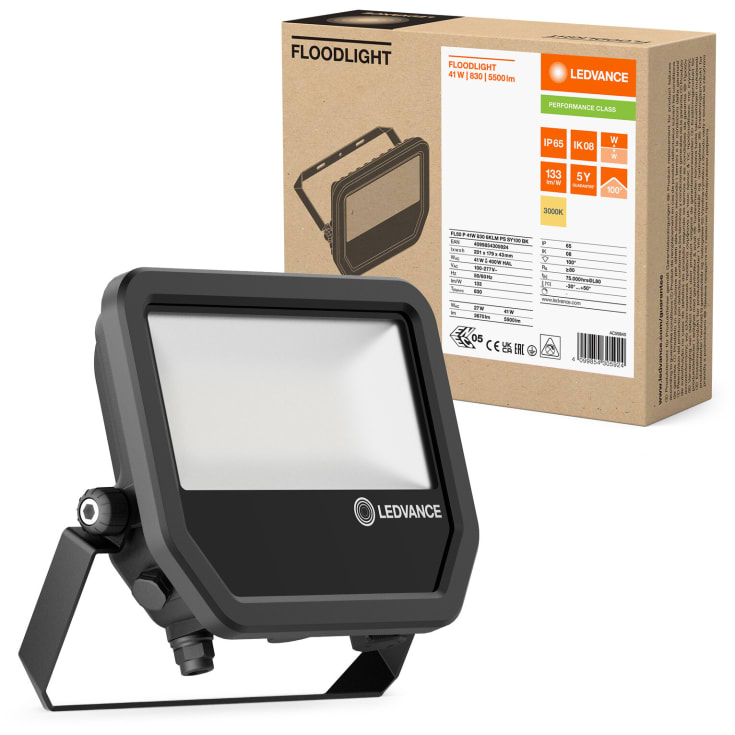 Ledvance lyskaster, sort, 3000K, 41W