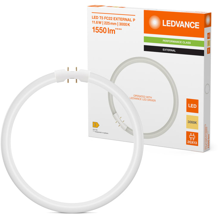 Ledvance T5 rundt lysstoffrør, 11,6 W, 3000 K