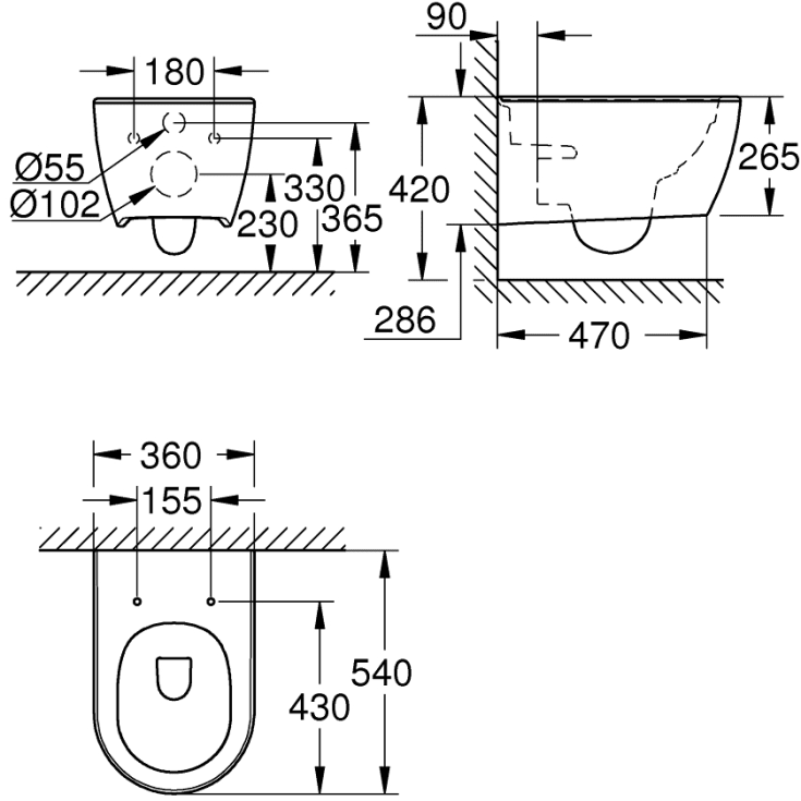 Grohe Essence væghængt toilet, uden skyllekant, rengøringsvenlig, hvid