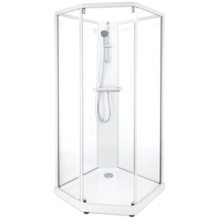 Contura Shower Showerama brusekabine-pakke, 90x90 cm, hvid profil, klart glas