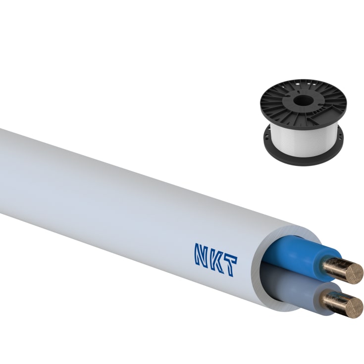 100 meter Brandsikkert Kabel NoBurn EQQXB Xtra 1x2x1 Hvid SP100