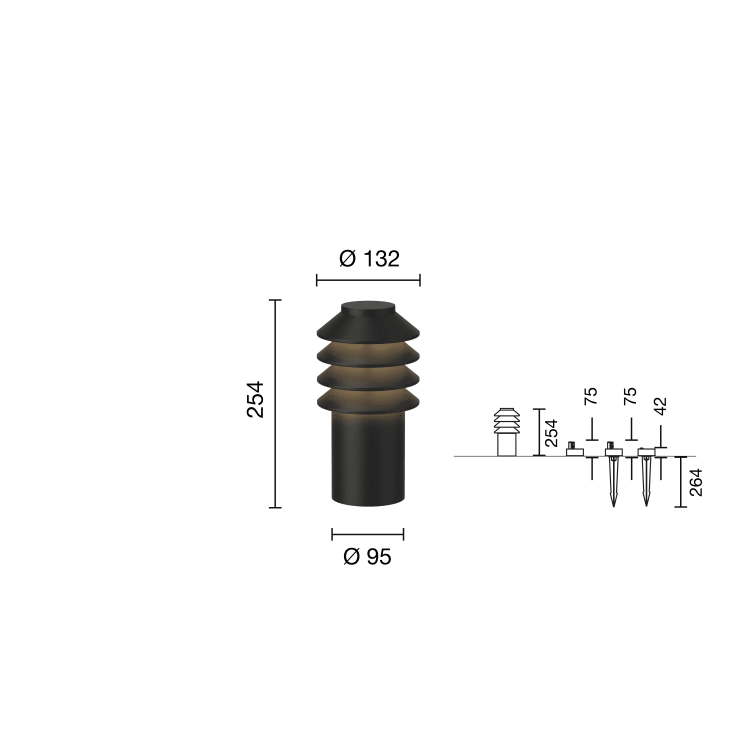 Louis Poulsen Bysted Garden havelampe, 3000K, anker, sort, lav