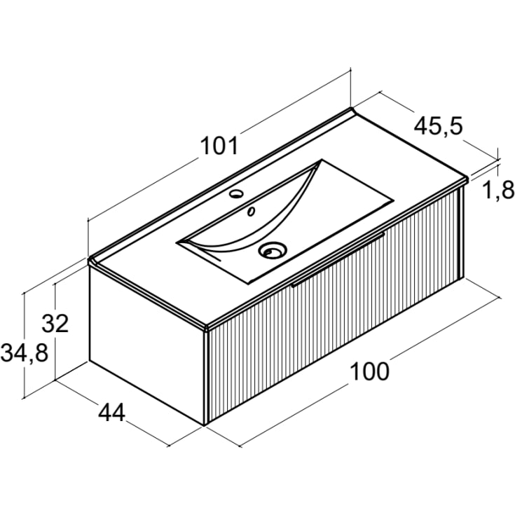 Dansani Mido+ Classic møbelpakke, 101x44 cm, stribet mat beige