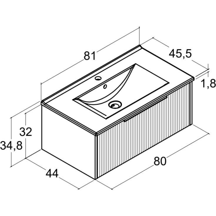 Dansani Mido+ Classic møbelpakke, 81x44 cm, stribet mat hvid