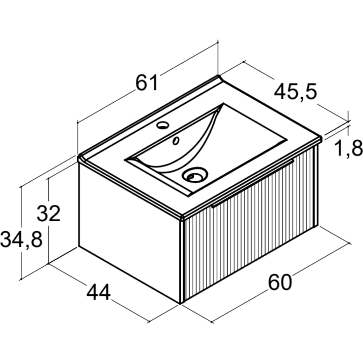 Dansani Mido+ Classic møbelpakke, 61x44 cm, stribet mat blå