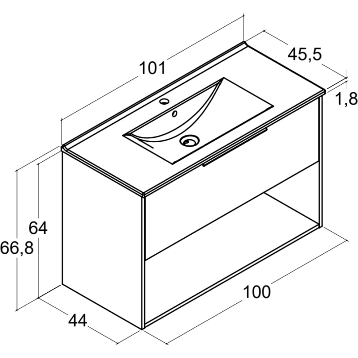 Dansani Mido+ Classic møbelpakke, 101x44 cm, mat blå