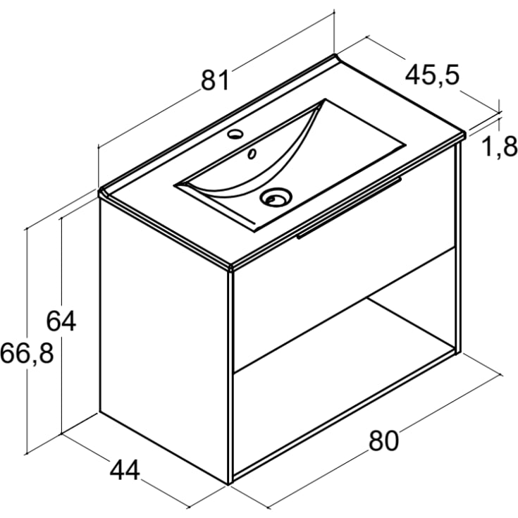Dansani Mido+ Classic møbelpakke, 81x44 cm, mat blå