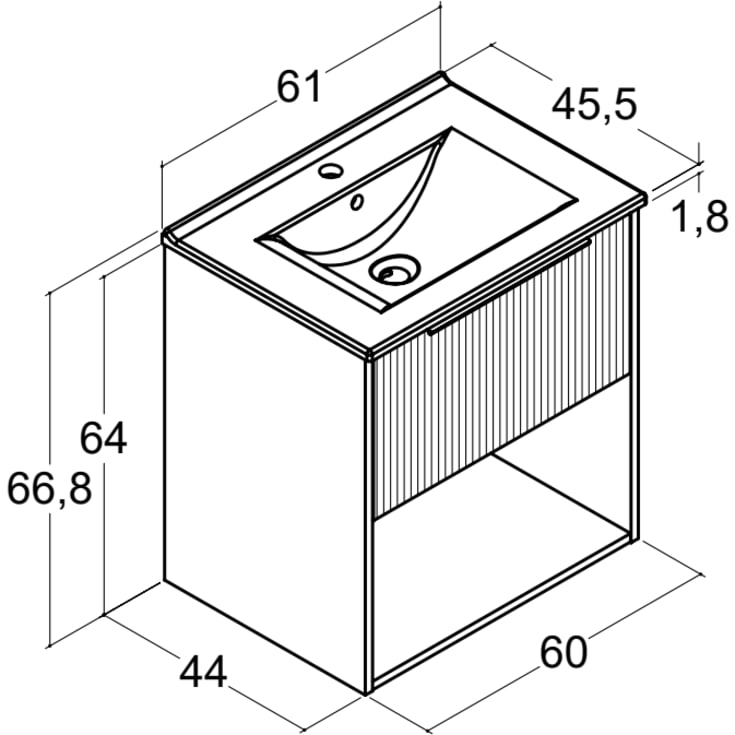 Dansani Mido+ Classic møbelpakke, 61x44 cm, stribet mat blå