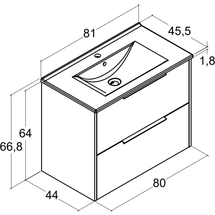 Dansani Mido+ Classic møbelpakke, 81x44 cm, mat hvid
