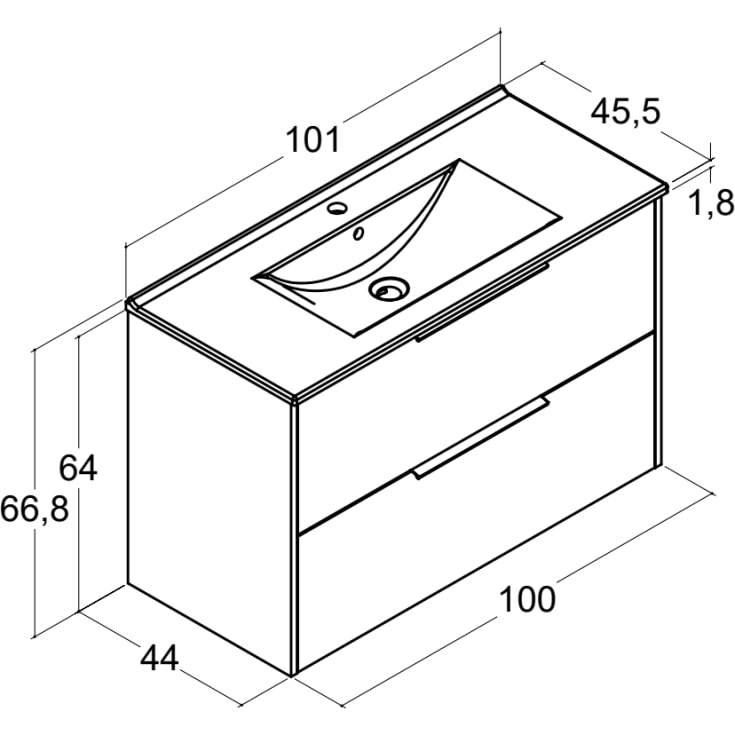 Dansani Mido+ Classic møbelpakke, 101x45,5 cm, mat beige