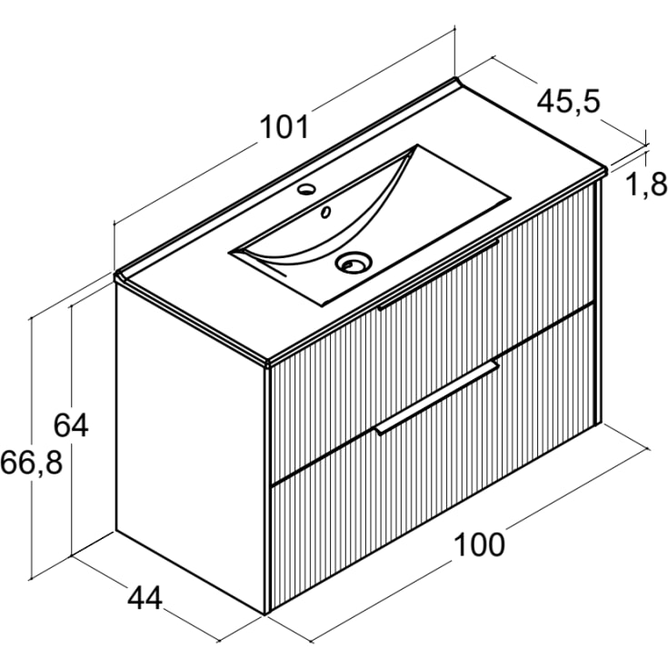 Dansani Mido+ Classic møbelpakke, 101x45,5 cm, stribet mat beige