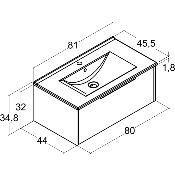 Dansani Mido+ Classic møbelpakke, 81x44 cm, mat blå