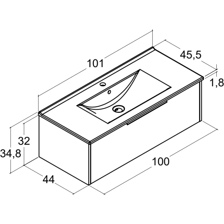 Dansani Mido+ Classic møbelpakke, 101x44 cm, mat hvid