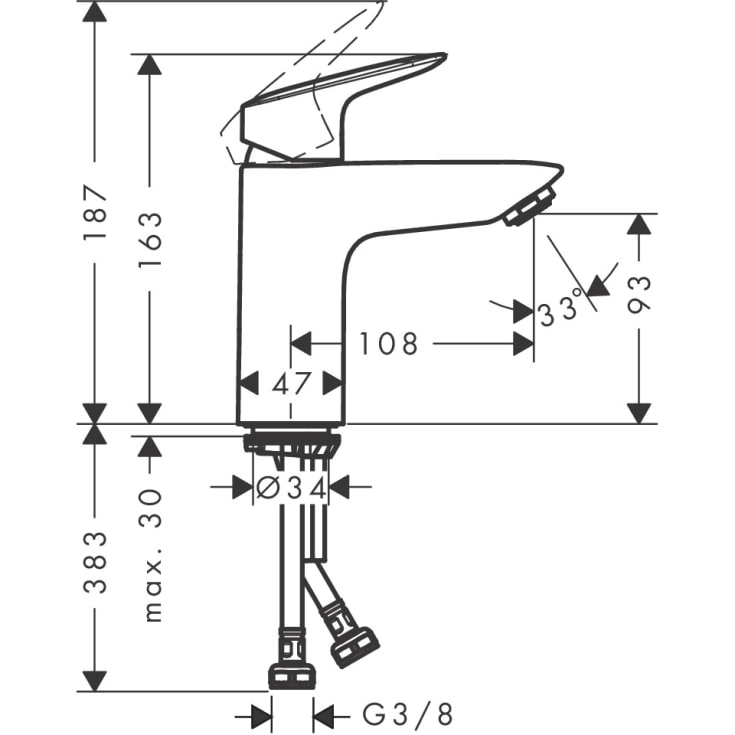 Hansgrohe Logis 100 servantbatteri, krom
