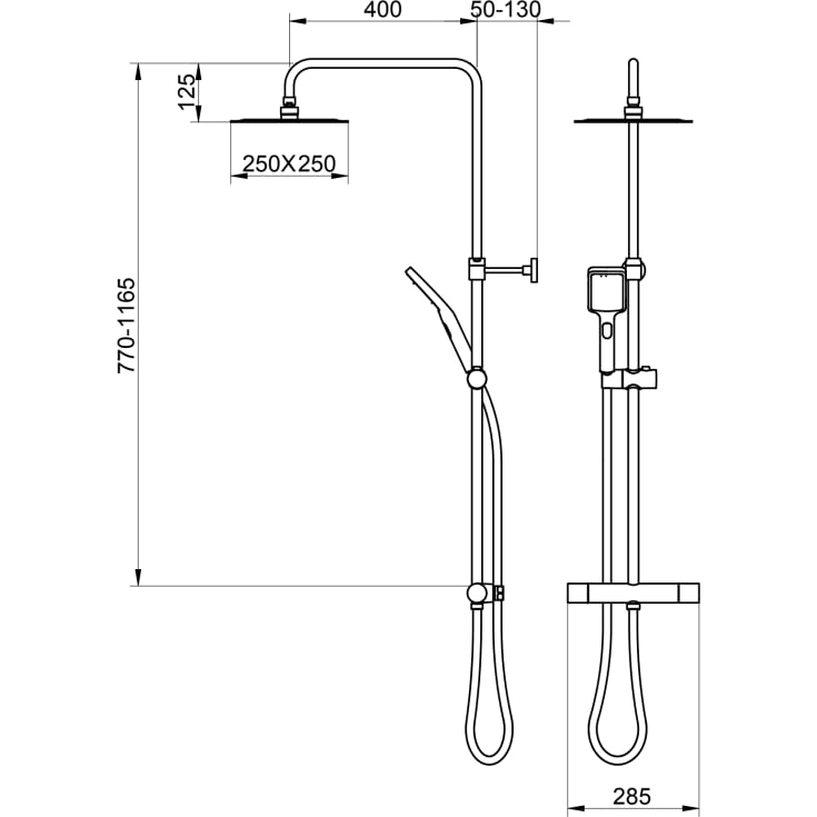 Gustavsberg Nordic Square brusesæt, krom