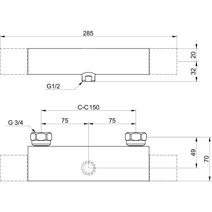 Gustavsberg Atlantic brusearmatur, krom
