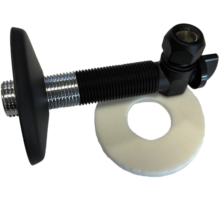 QuickBox® vinkelventil 1/2"x12 mm med afspærring, sortlakeret