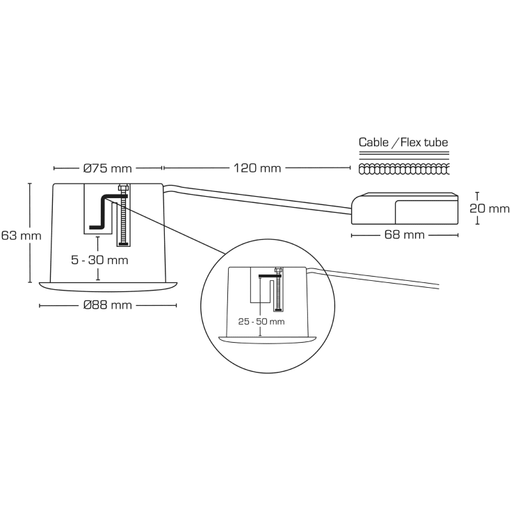 Scan Products Luna Quick Install 2.0 indbygningsspot, GU10, mat hvid