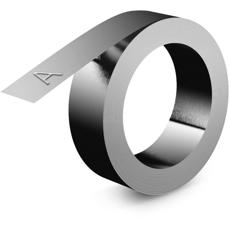 10 st DYMO® Rhino industriell präglingstejp, rostfritt stål utan lim, 12 mm