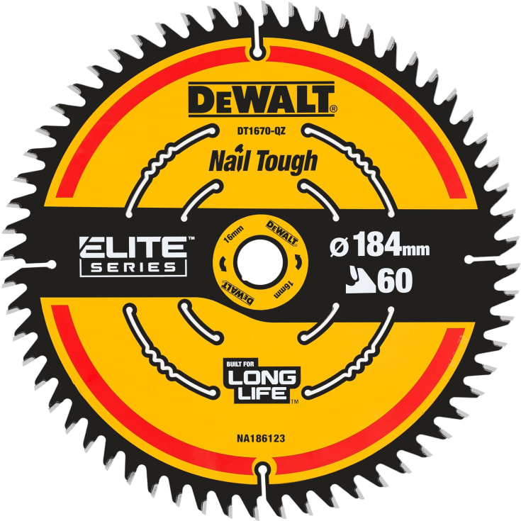 DeWalt Carbide Elite cirkelsågklinge, Ø184/16 mm, 60 tänder