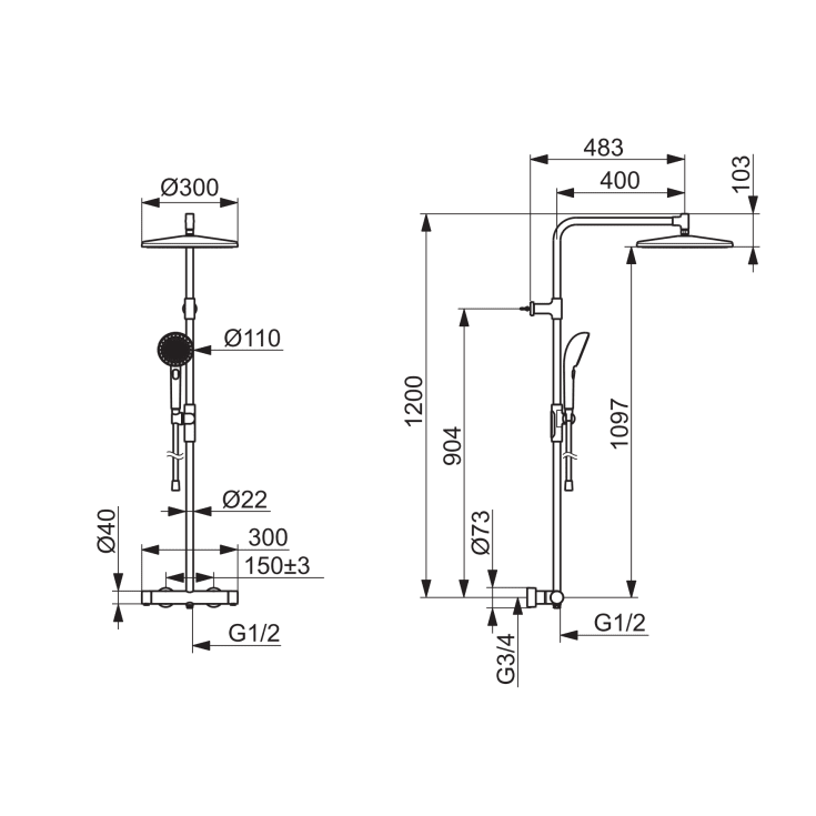 Oras Aurelia Rain brusesæt, vandbesparende,  bronze