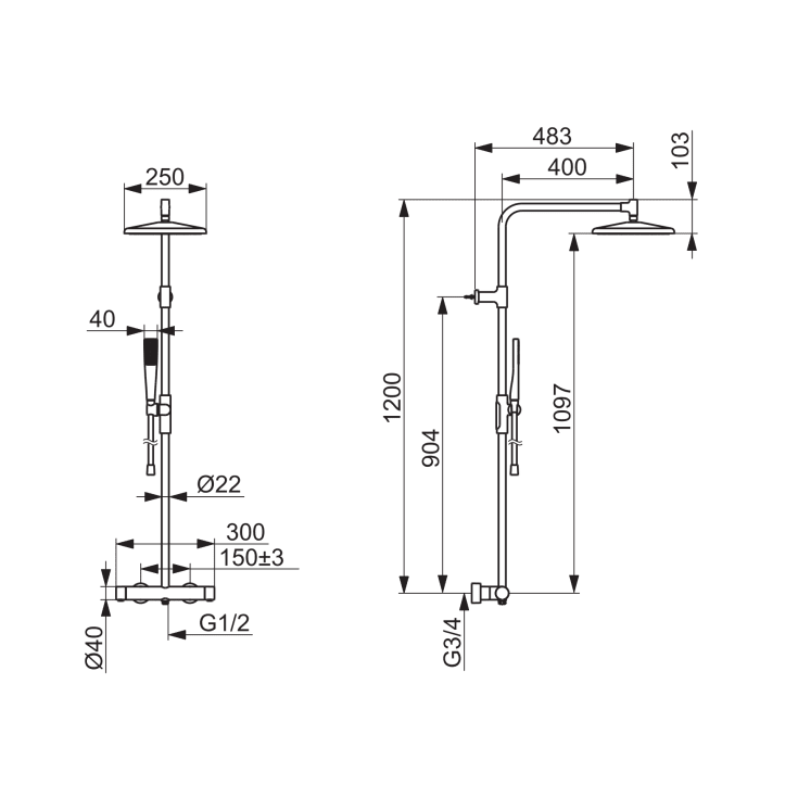 Oras Aurelia Rain brusesæt, vandbesparende,  stål