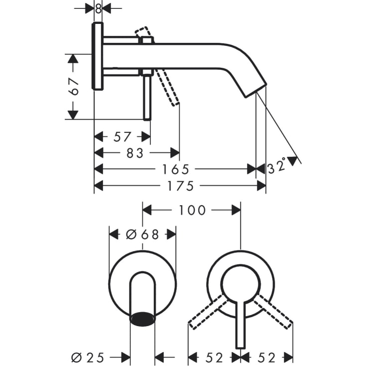 Hansgrohe Tecturis S servantbatteri, hvit