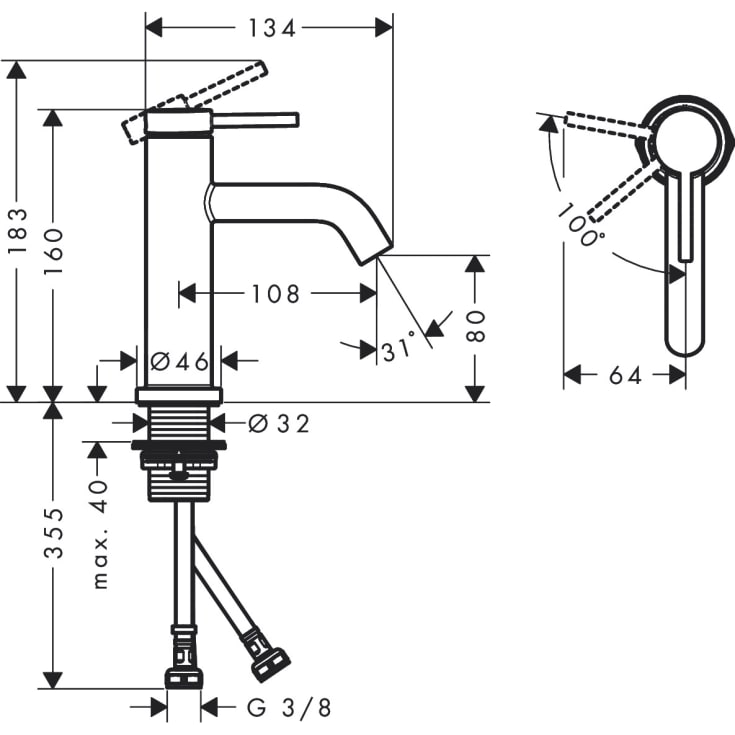 Hansgrohe Tecturis S 80 tvättställsblandare, brons