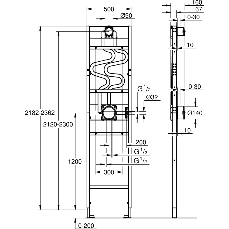 Grohe Rapido Shower Frame Duo bruse-element