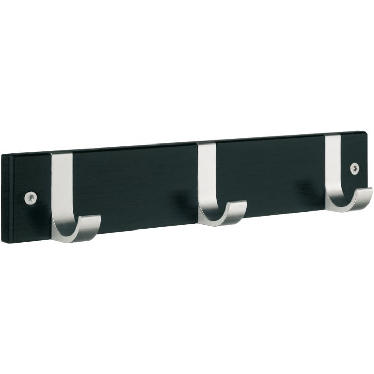 Knagerække, 3 knager, sort/aluminium