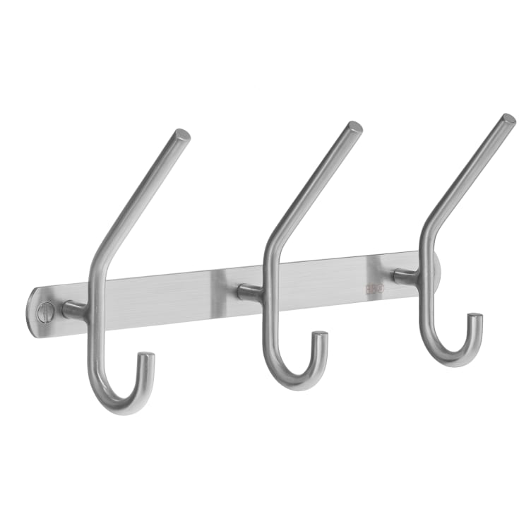 Beslagsboden knagerække, børstet rustfrit stål