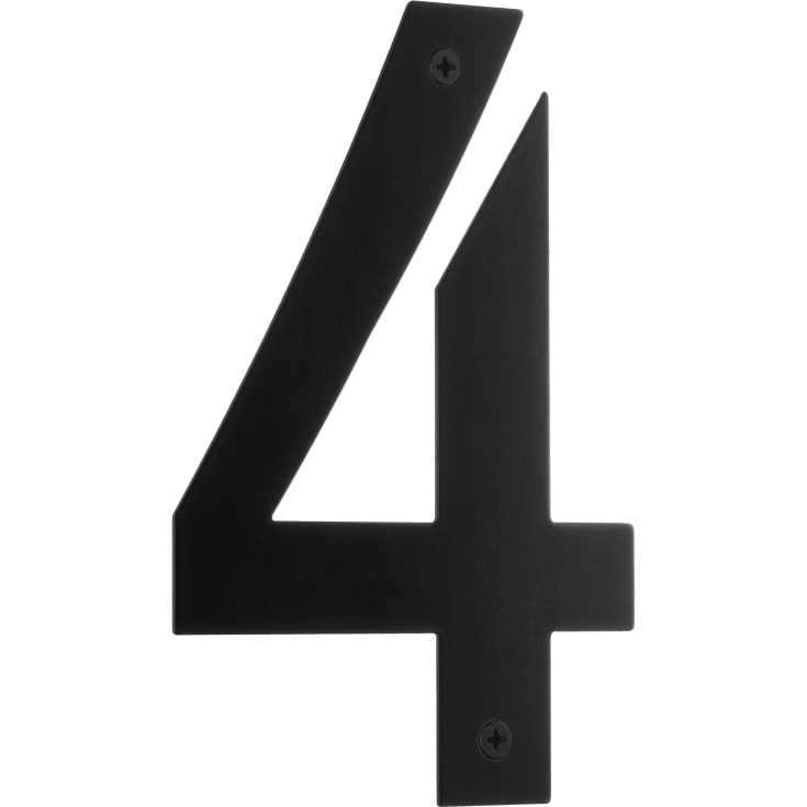 Husnummer i rustfritt stål 4, svart