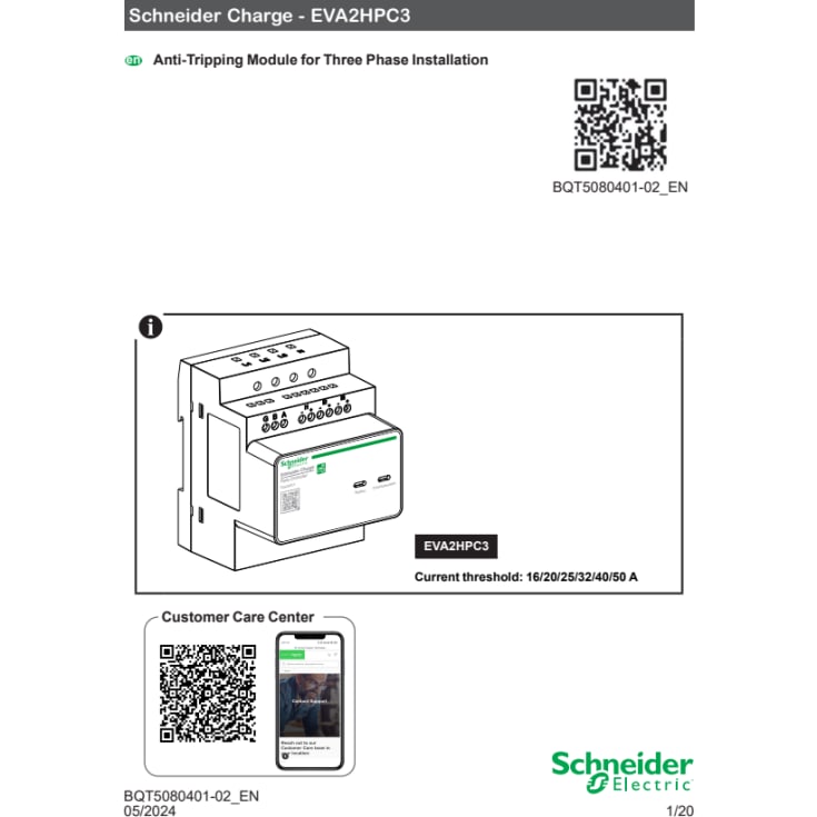 Schneider lastbalancering til DIN-skinne, 50A, 3P