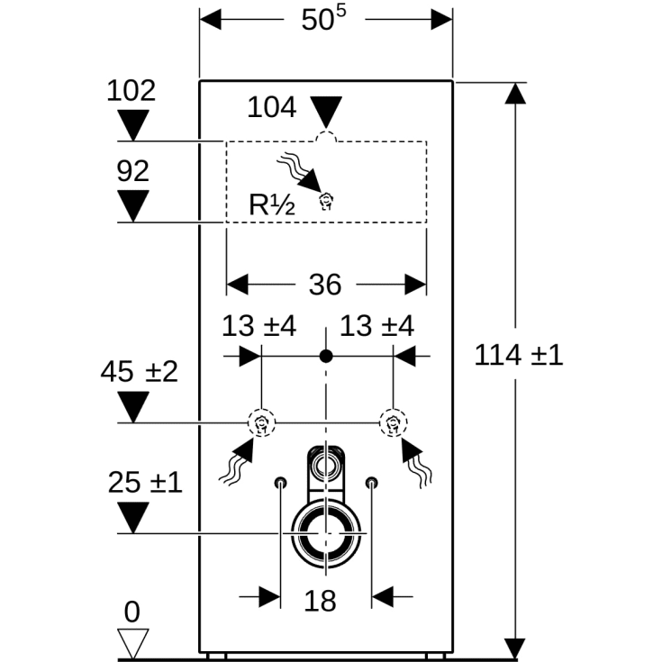 Geberit Monolith cistern för vägghängd toalett, 114 cm, betongoptik